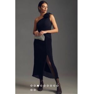 Maeve By Anthropologie Pleated Crepe One Shoulder Bow Dress Size 10